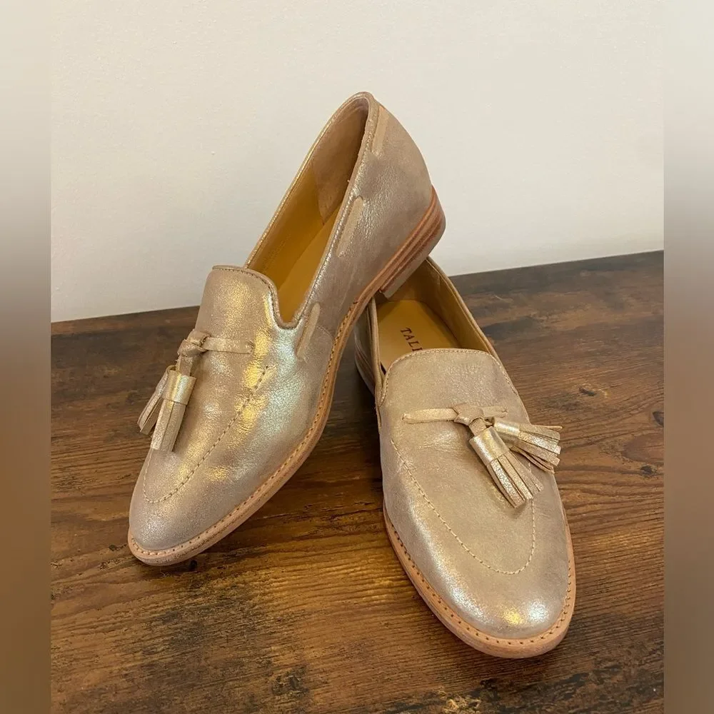 Talbots Leighton Tassel Loafers in Metallic Suede - Size 6.5